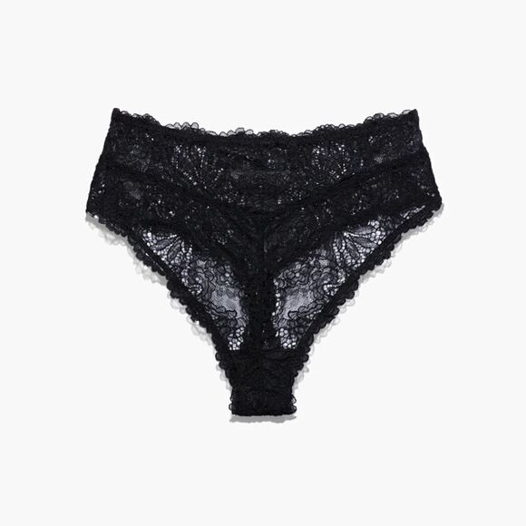 Savage X Fenty Romantic Corded Lace High-Waist Thong Caviar 2X - Picture 5 of 8